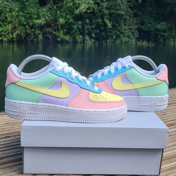 Nike Air Force 1 Custom Pastel Easter Shoes Green Blue Purple Yellow Pink White - Picture 5 of 15